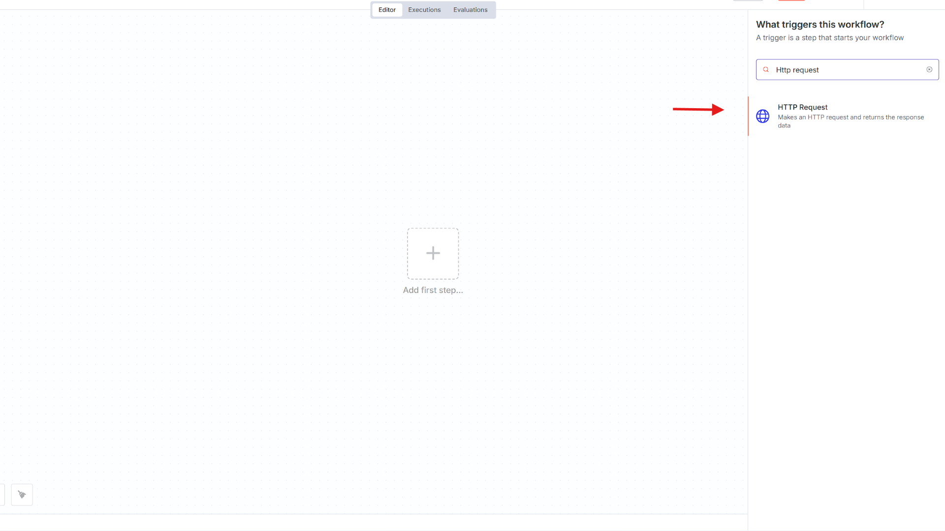 Step 1 – Add HTTP Request Node